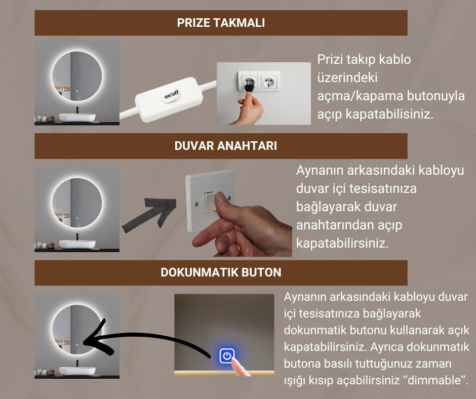 Kare LED Işıklı Ayna – Şık ve Minimal Tasarım Banyo Duvar Aynası