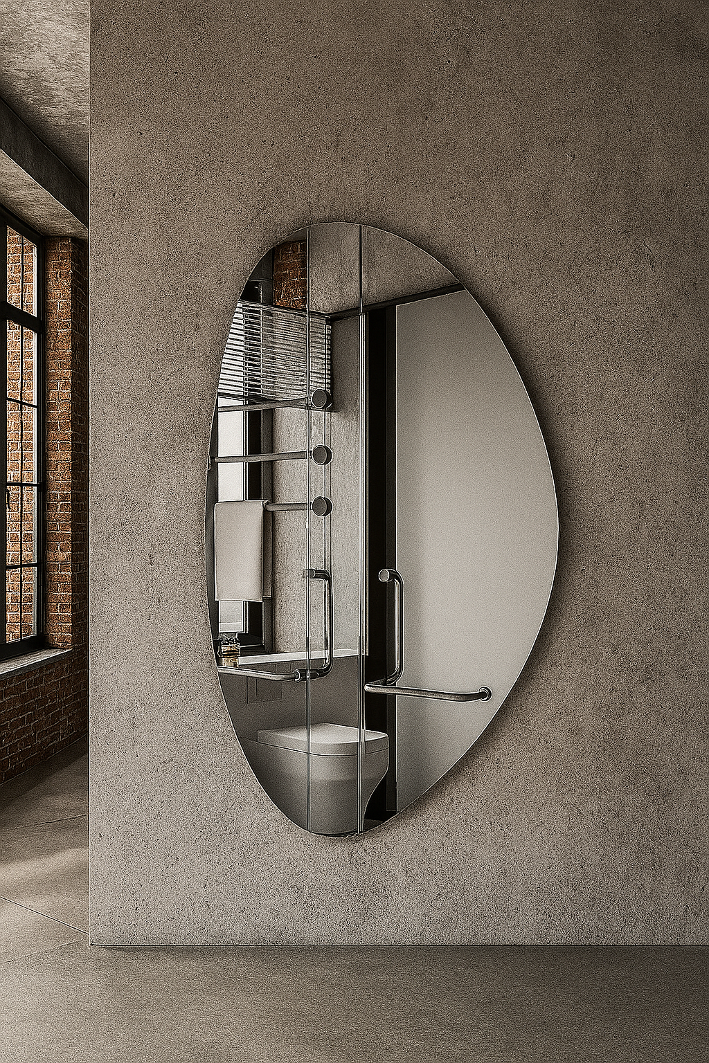 Organik Form Duvar Aynası – Modern Asimetrik Tasarım Banyo Aynası, Dekoratif Büyük Ayna Modeli