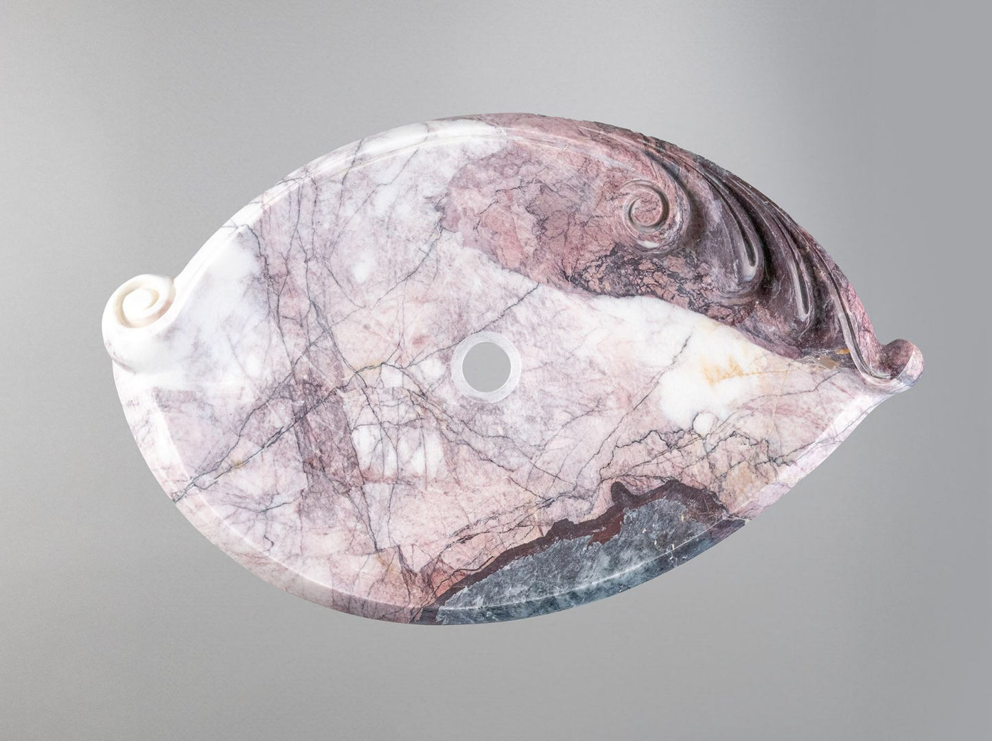 Rosso Levanto Marble Lavabo – Doğal Rosso Levanto Mermer Tezgâh Üstü Banyo Lavabosu (L 65 × W 40 × H 14 cm)