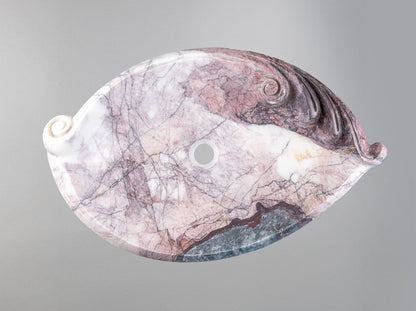 Rosso Levanto Marble Lavabo – Doğal Rosso Levanto Mermer Tezgâh Üstü Banyo Lavabosu (L 65 × W 40 × H 14 cm)