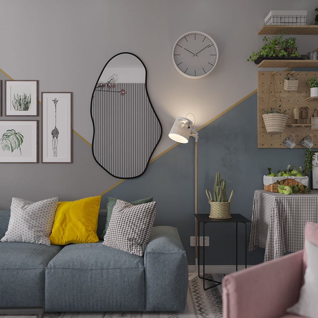 Modern Asimetrik Duvar Aynası – Organik Form Çerçeveli Dekoratif Banyo ve Salon Aynası