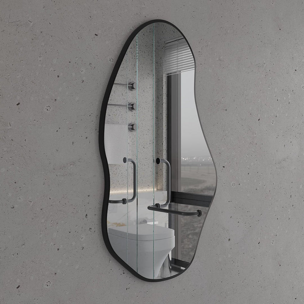 Modern Asimetrik Duvar Aynası – Organik Form Çerçeveli Dekoratif Banyo ve Salon Aynası