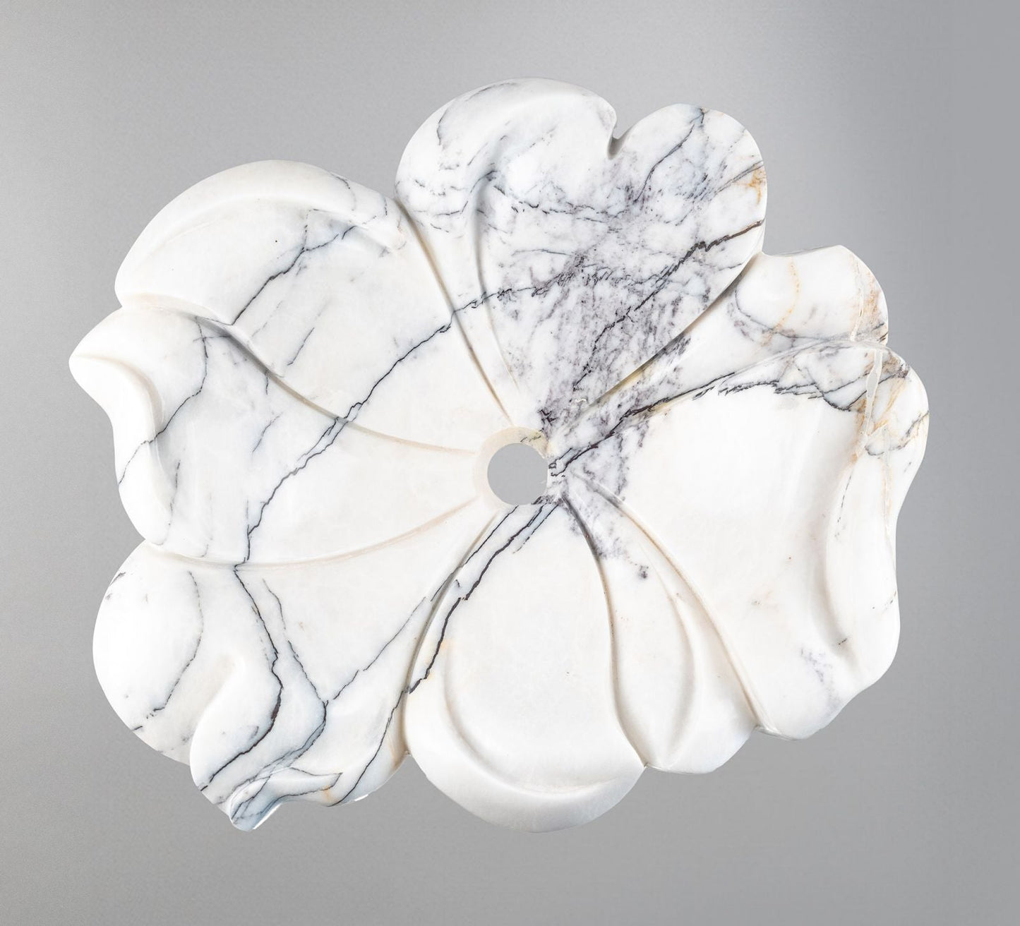 White Marble Lavabo – Doğal Panda White Mermer Tezgâh Üstü Banyo Lavabosu (L 57 × W 50 × H 14 cm)