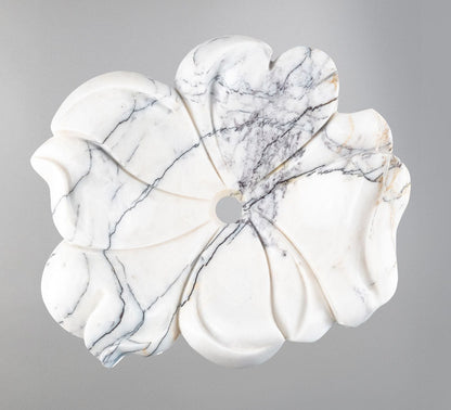 White Marble Lavabo – Doğal Panda White Mermer Tezgâh Üstü Banyo Lavabosu (L 57 × W 50 × H 14 cm)