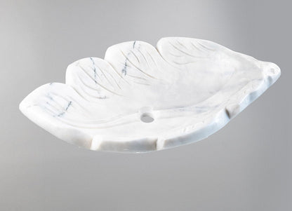 El Yapımı Mermer Yaprak Formu Lavabo – Doğal Taş Banyo Tezgâh Üstü Lavabo