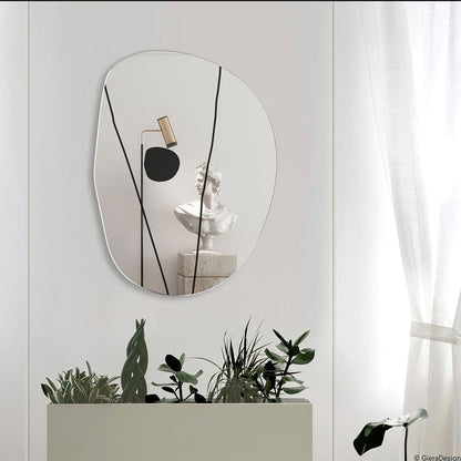 Modern Organik Form Dekoratif Duvar Aynası – Tasarım Asimetrik Banyo Aynası, Şık Minimalist Ayna Modeli