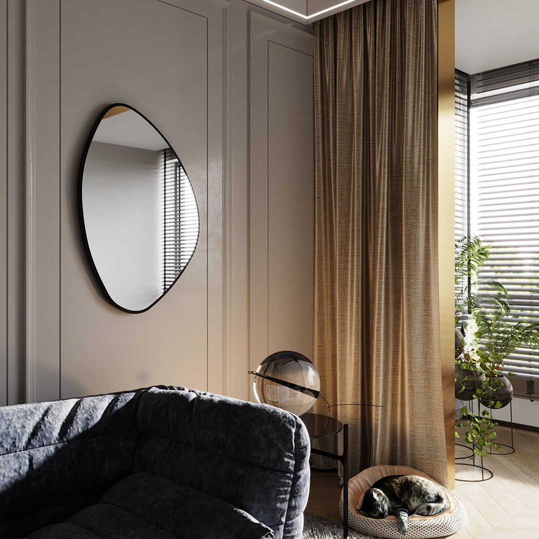 Modern Asimetrik Dekoratif Ayna – Organik Tasarım Çerçeveli Banyo ve Salon Duvar Aynası