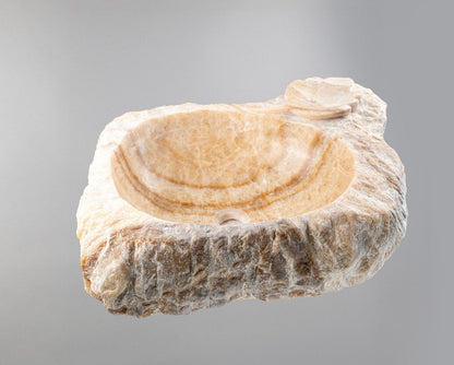 Honey Onyx Marble Lavabo – Doğal Honey Onyx Mermer Tezgâh Üstü Banyo Lavabosu (L 55 × W 45 × H 14 cm)