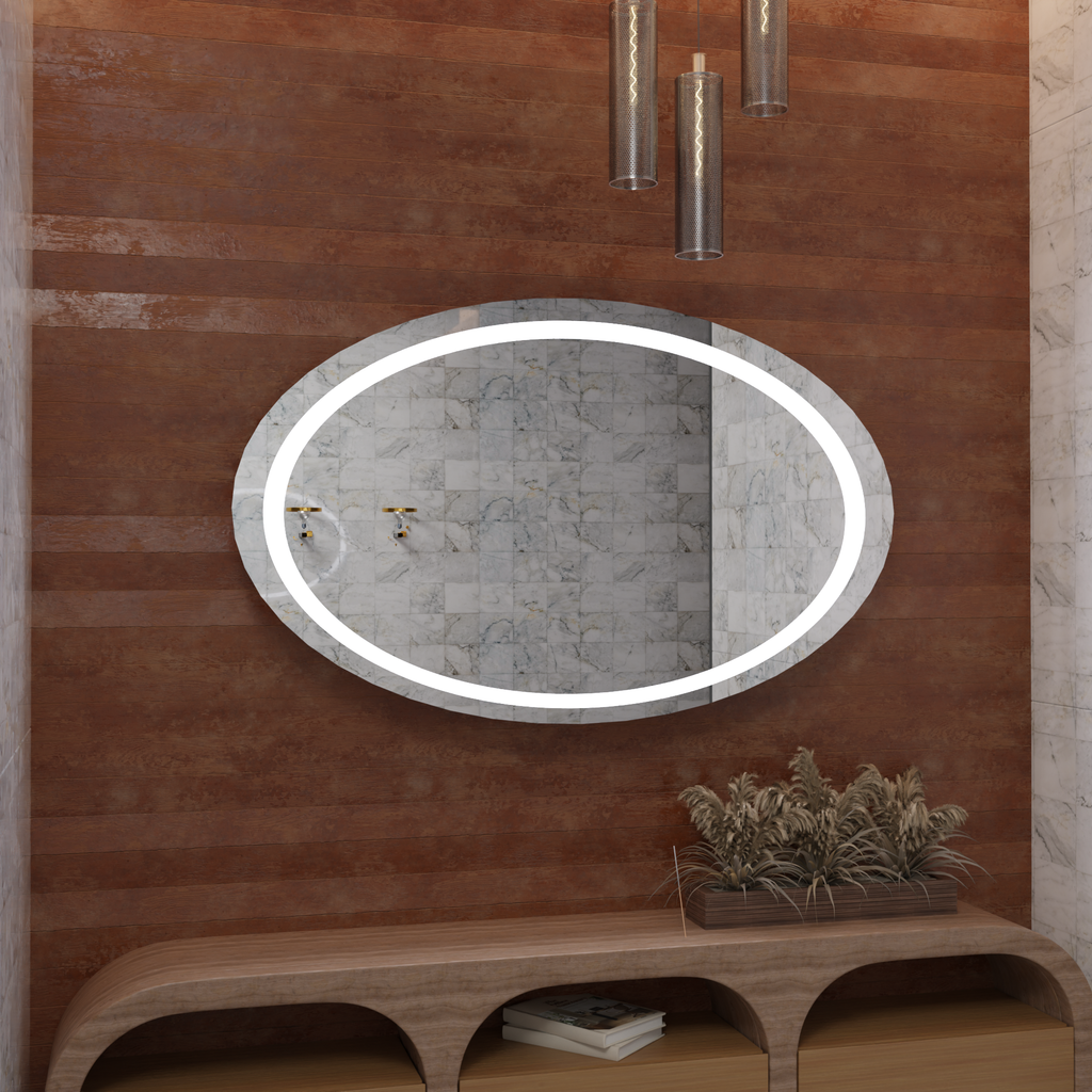 LED Işıklı Oval Ayna – Şık ve Minimalist Banyo Dekorasyon Aynası