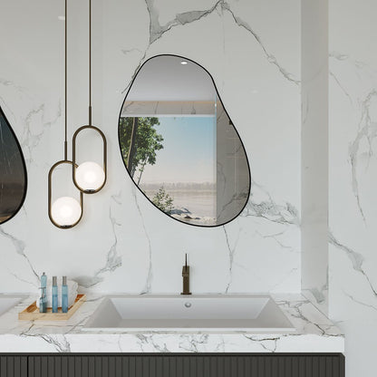 Modern Düzensiz Organik Form Duvar Aynası – Çerçeveli Dekoratif Banyo ve Salon Ayna Modeli