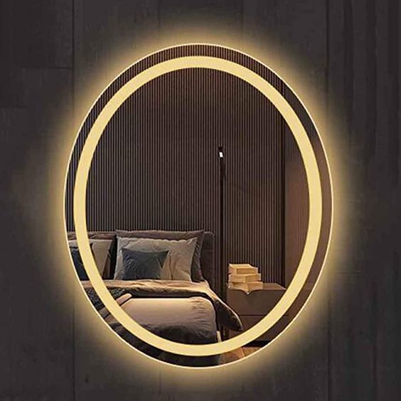 Modern Oval LED Aydınlatmalı Ayna – Minimalist Işıklı Duvar Aynası