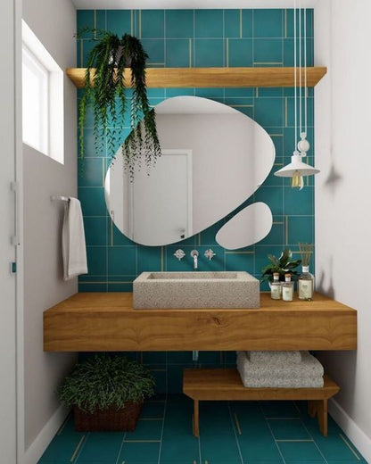2’li Modern Asimetrik Duvar Aynası Seti – Dekoratif Tasarım Banyo ve Salon Ayna Modelleri