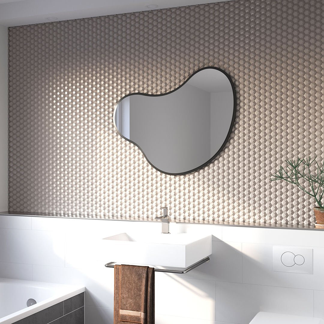 Modern Organik Asimetrik Ayna – Çerçeveli Dekoratif Duvar ve Banyo Aynası | Minimal Tasarım Ayna