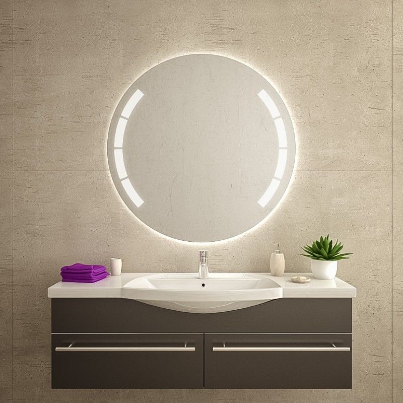 Yuvarlak LED Işıklı Banyo Aynası – Geometrik Kesim Modern Tasarım