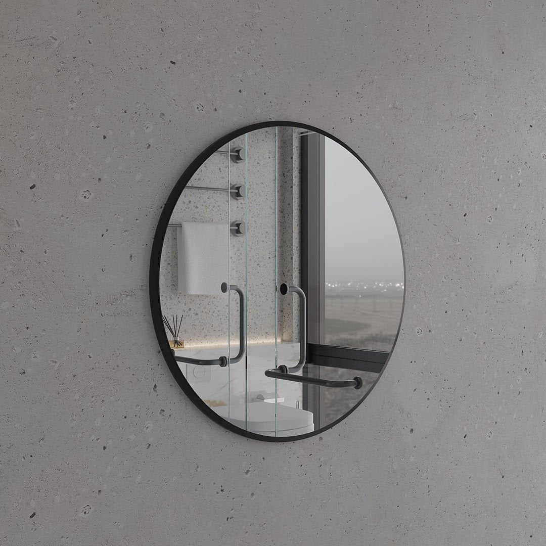 Modern Çerçeveli Yuvarlak Ayna – Minimalist Duvar Dekoru Banyo & Yatak Odası Aynası