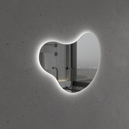 Asimetrik LED Ayna – Modern Organik Duvar Aynası, Dekoratif Banyo LED’li Ayna, Şekilli Tasarım Aydınlatmalı Ayna