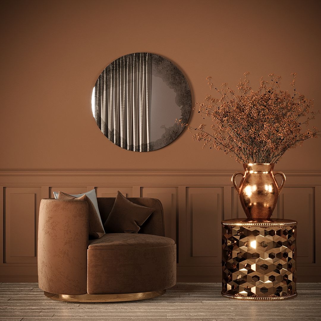 Antika Yuvarlak Duvar Aynası – Eskitme Dekoratif Banyo Aynası | Modern Vintage Ayna Modeli