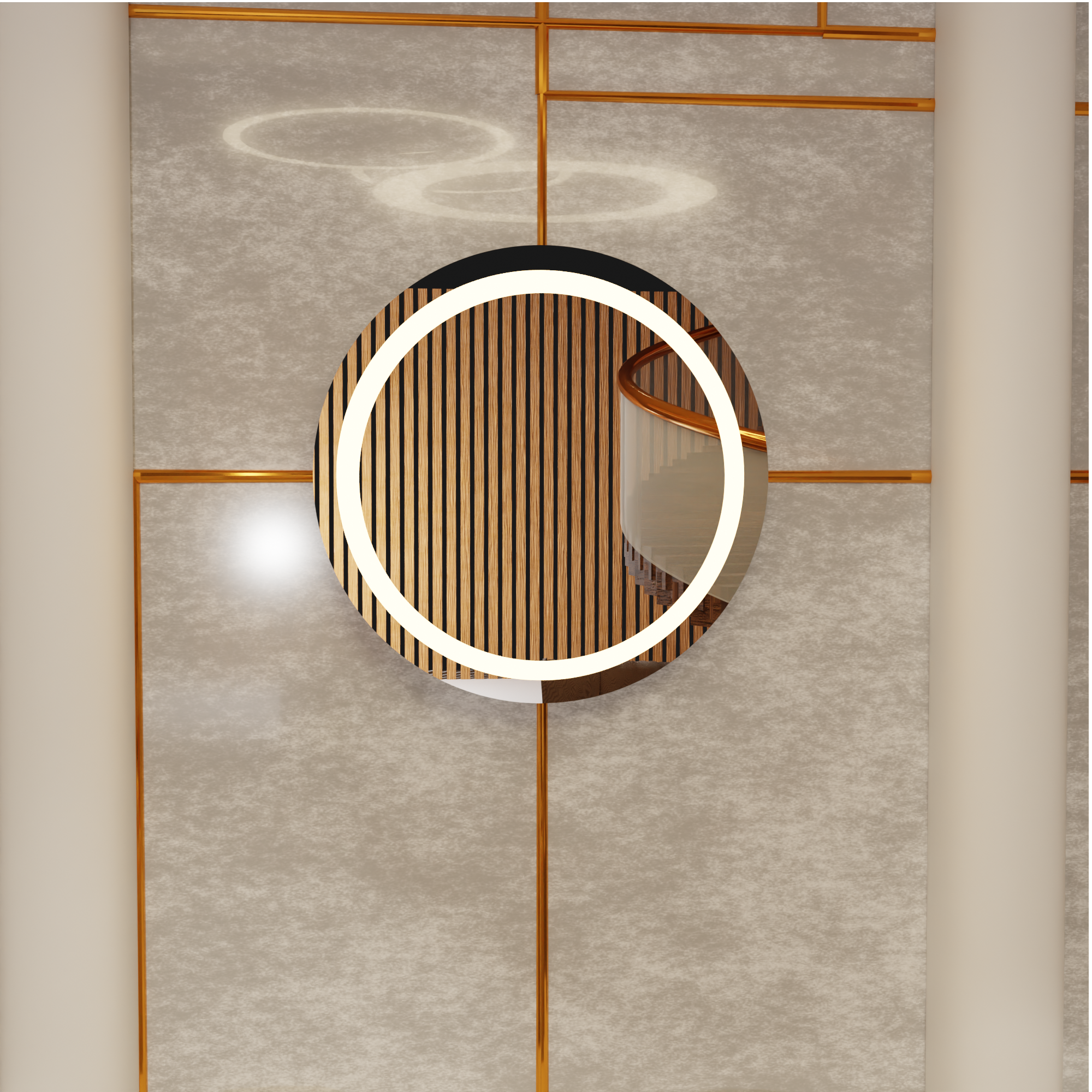 Yuvarlak LED Aydınlatmalı Ayna – Sıcak Ambiyans Işıklı Modern Duvar Dekoru