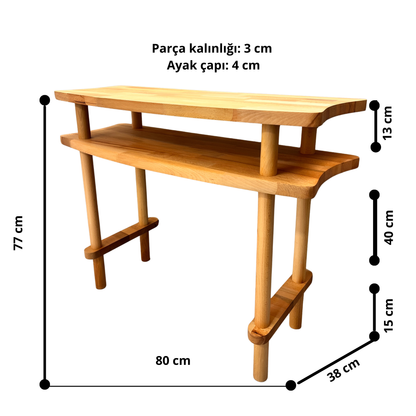 Aynalı Masif Kayın Dresuar – Modern İskandinav Antre Konsolu & Makyaj Masası