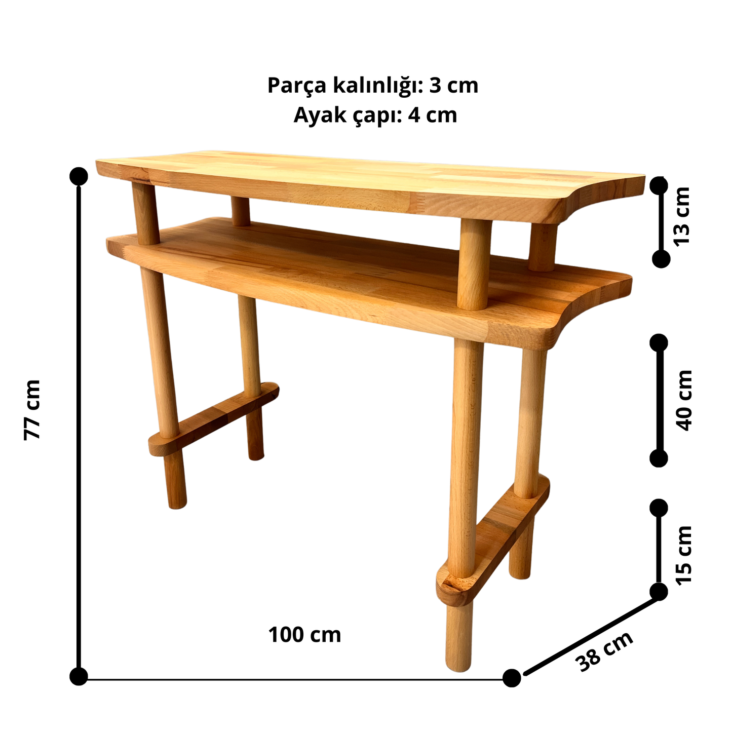 Aynalı Masif Kayın Dresuar – Modern İskandinav Antre Konsolu & Makyaj Masası