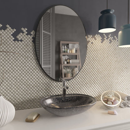 Modern Oval Banyo Aynası – Çerçeveli Dekoratif Duvar Aynası