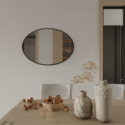 Modern Oval Banyo Aynası – Çerçeveli Dekoratif Duvar Aynası