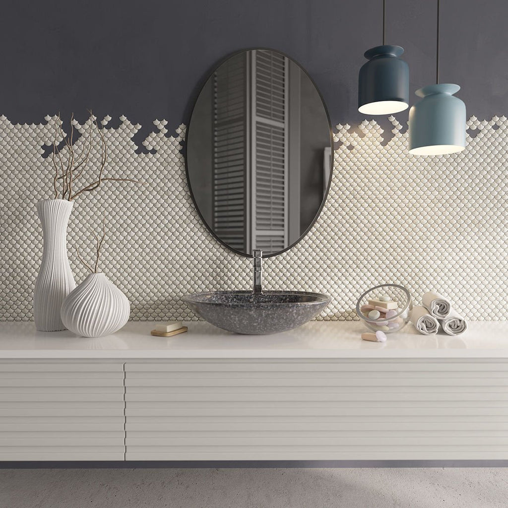 Modern Oval Banyo Aynası – Siyah Çerçeveli Dekoratif Duvar Aynası