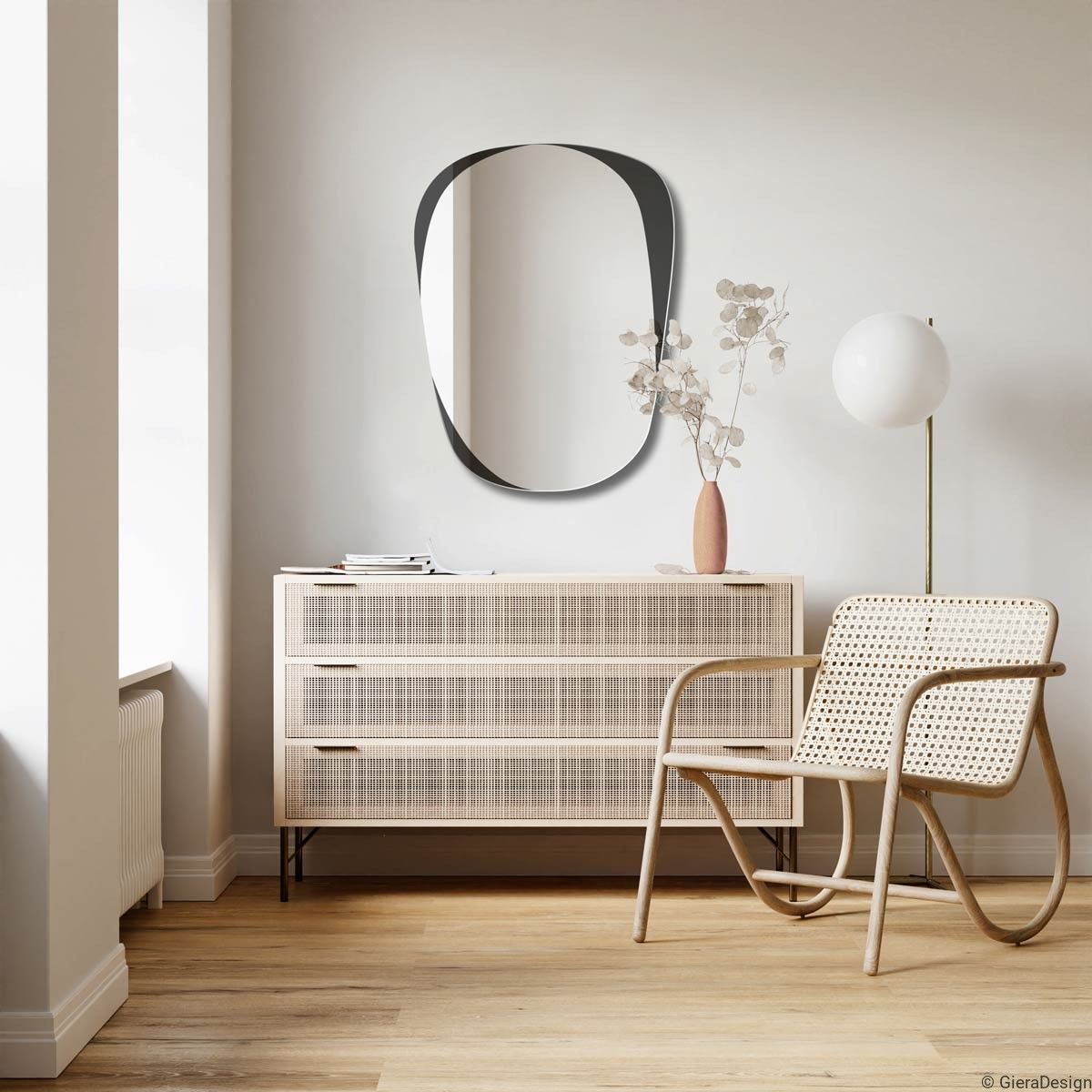 Modern Asimetrik Duvar Aynası – Dekoratif Organik Form Tasarım Ayna, Salon ve Antre İçin Şık Model