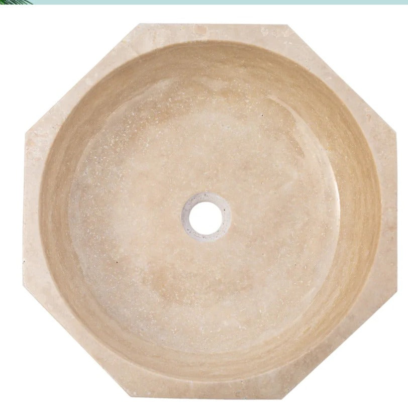 Calacatta Viola Mermer Sekizgen Lavabo – El Yapımı Banyo Lavabosu | 41×41×13 cm