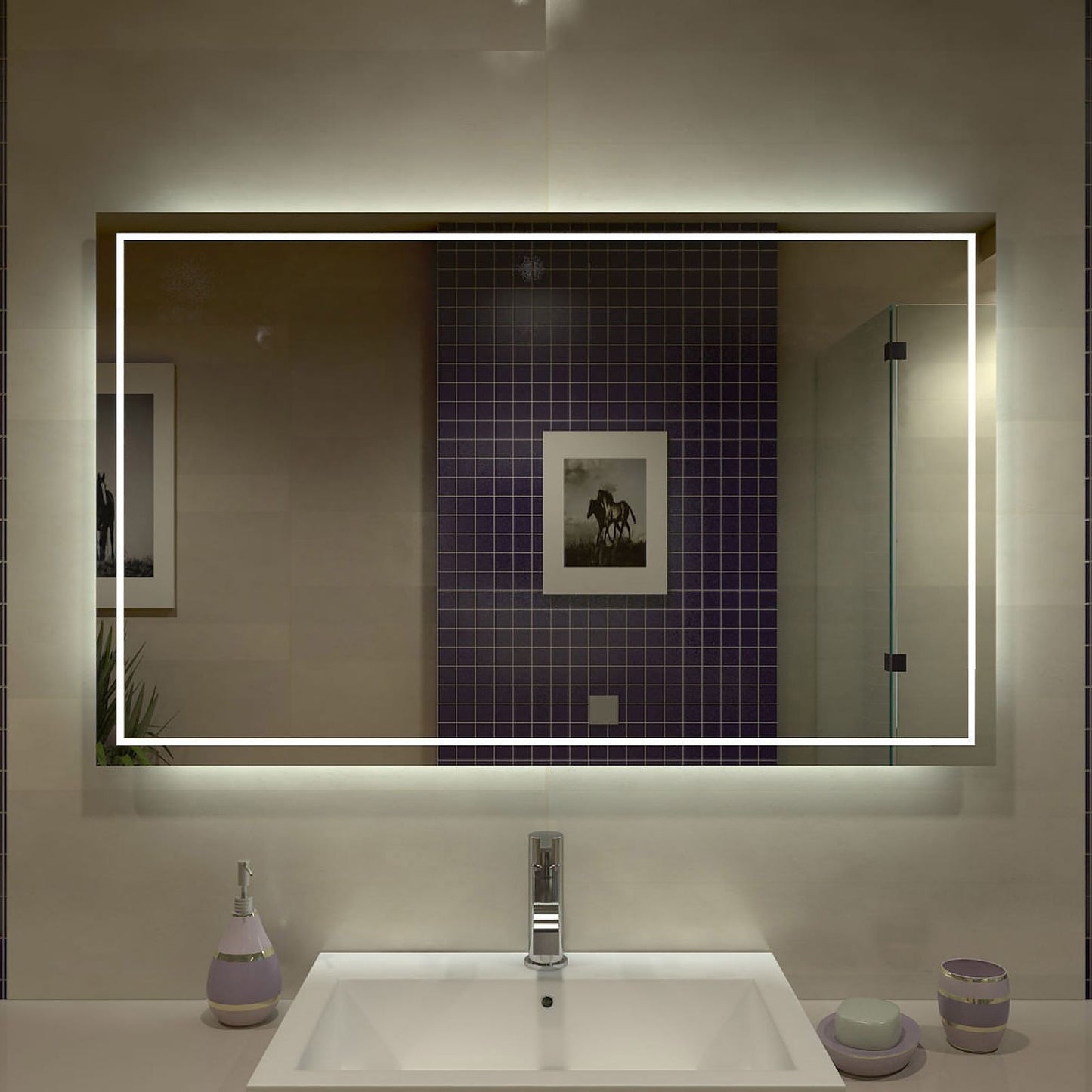 Dikdörtgen LED Banyo Aynası – Modern Işıklı Ayna | Sıcak/Soğuk LED & Dokunmatik Seçenek