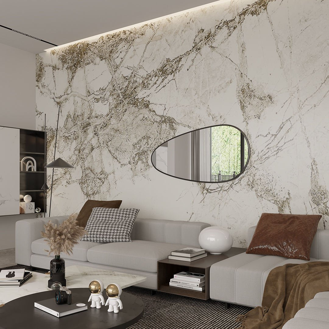 Modern Organik Şekilli Ayna – Çerçeveli Asimetrik Duvar Aynası Banyo ve Salon Dekorasyon