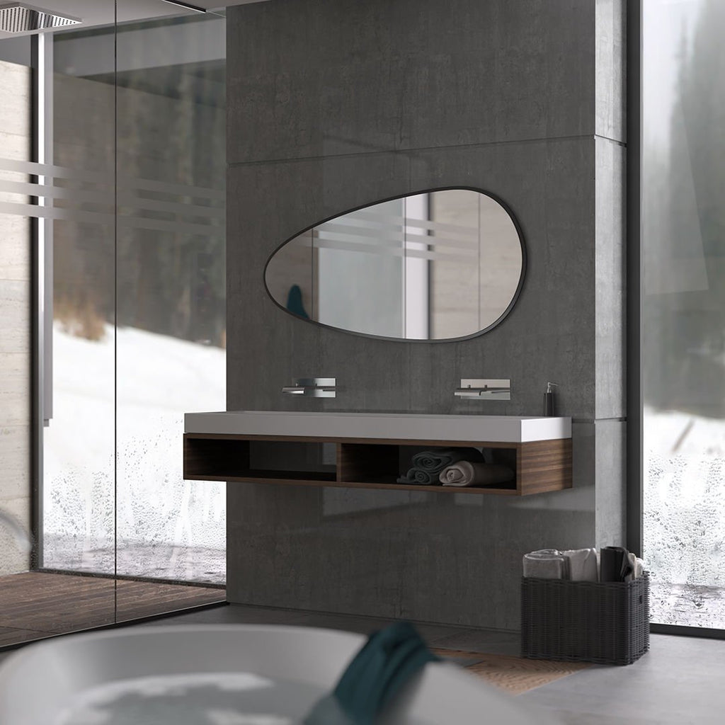 Modern Organik Şekilli Ayna – Çerçeveli Asimetrik Duvar Aynası Banyo ve Salon Dekorasyon