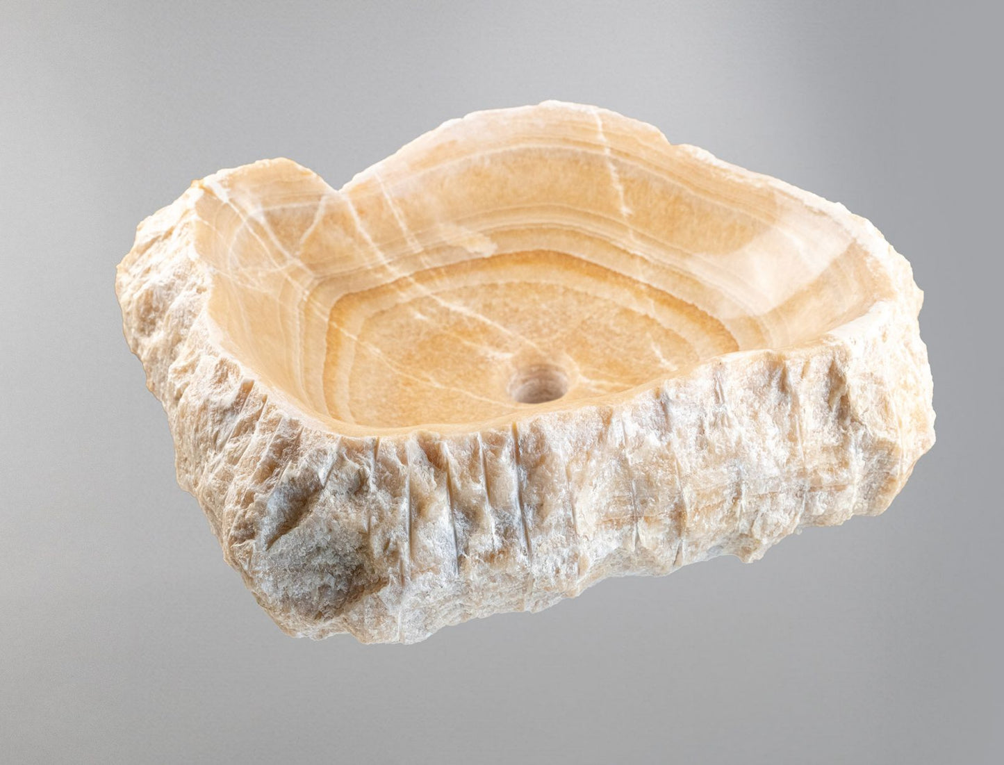 Doğal Oniks Kaya Formu Mermer Lavabo – El Oyma Tezgâh Üstü Doğaltaş Lavabo