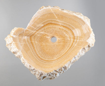 Doğal Oniks Kaya Formu Mermer Lavabo – El Oyma Tezgâh Üstü Doğaltaş Lavabo