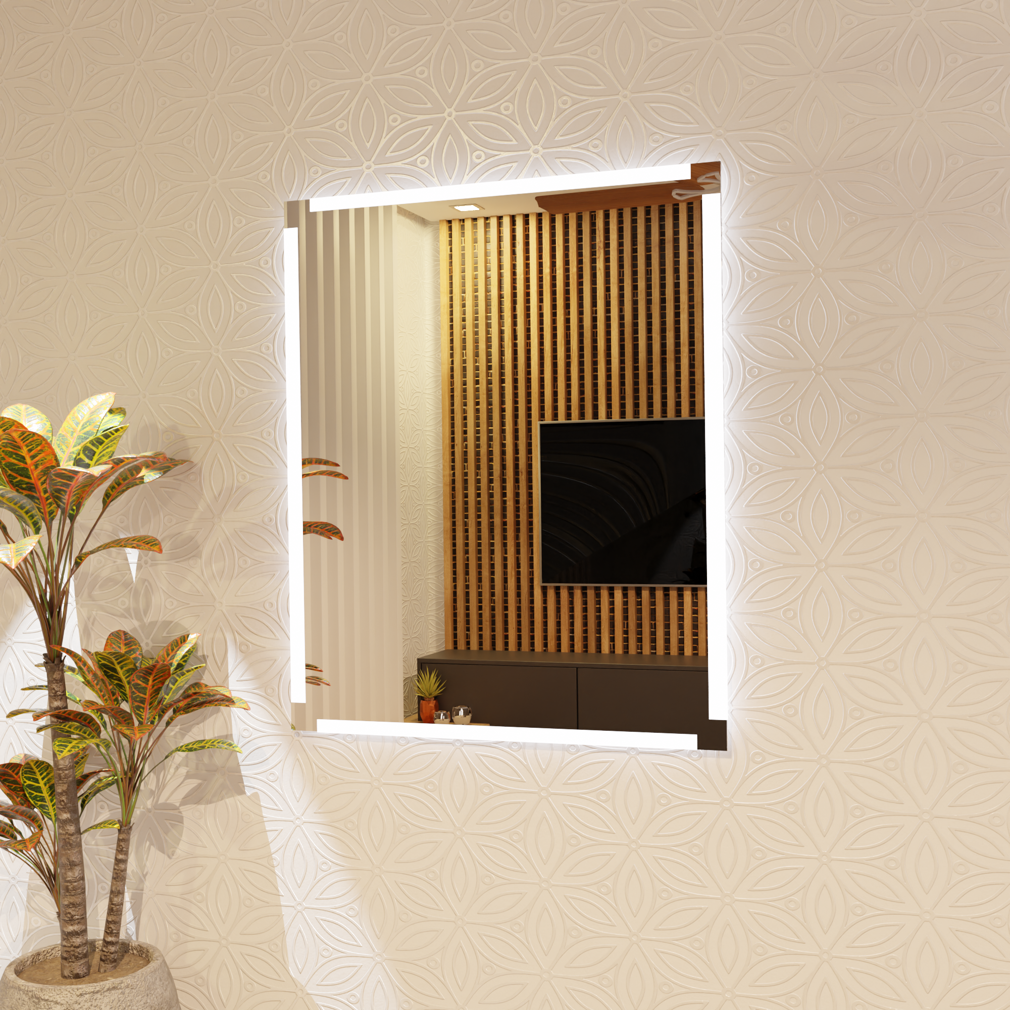 Modern LED Banyo Aynası Dikdörtgen Işıklı Ayna – Minimalist Duvar Tipi Makyaj ve Lavabo Üstü Ayna
