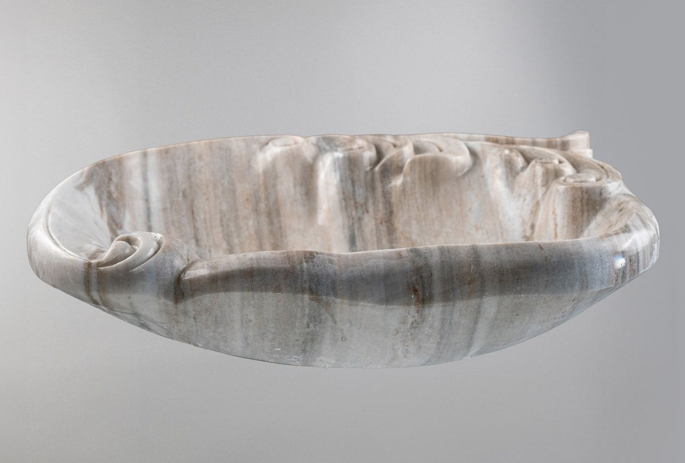 Silver Wave Marble Lavabo – Doğal Silver Wave Mermer Tezgâh Üstü Banyo Lavabosu (L 55 × W 55 × H 15 cm)