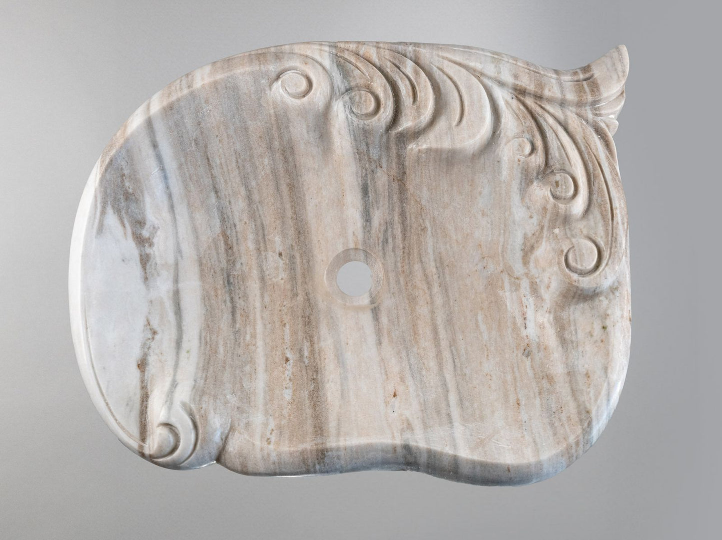 Silver Wave Marble Lavabo – Doğal Silver Wave Mermer Tezgâh Üstü Banyo Lavabosu (L 55 × W 55 × H 15 cm)