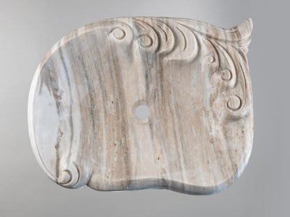 Silver Wave Marble Lavabo – Doğal Silver Wave Mermer Tezgâh Üstü Banyo Lavabosu (L 55 × W 55 × H 15 cm)