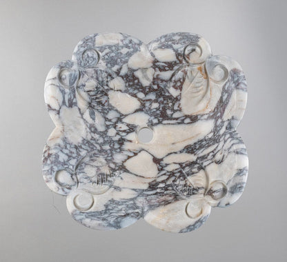 El Oyma Çiçek Formlu Mermer Lavabo – Lüks Doğal Taş Tezgâh Üstü Banyo Lavabosu (L 42 × W 42 × H 14 cm)