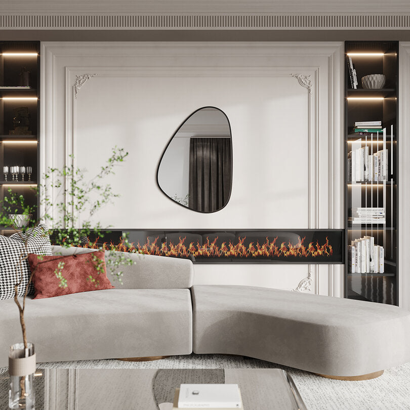 Modern Organik Şekilli Çerçeveli Düzensiz Banyo Aynası – Dekoratif Asimetrik Duvar Aynası