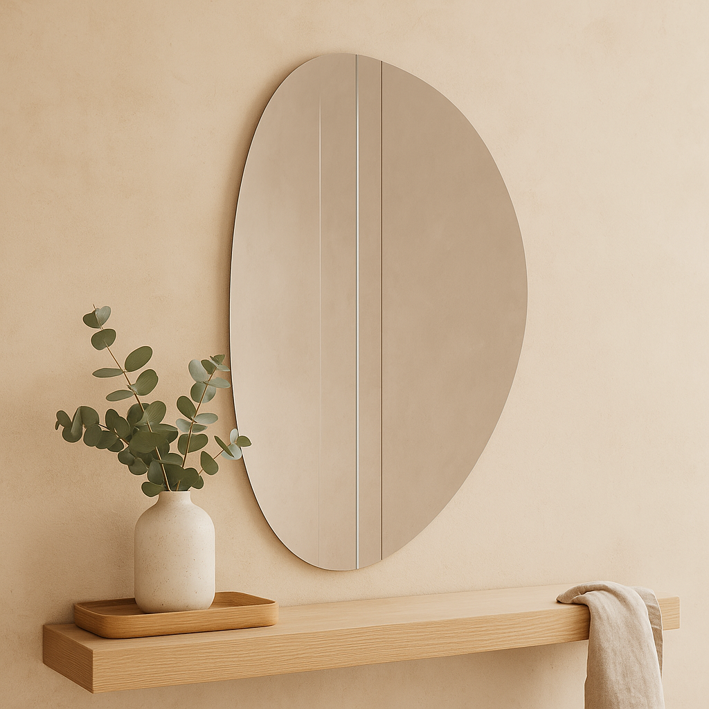 Organik Form Duvar Aynası – Modern Asimetrik Tasarım Banyo Aynası, Dekoratif Büyük Ayna Modeli