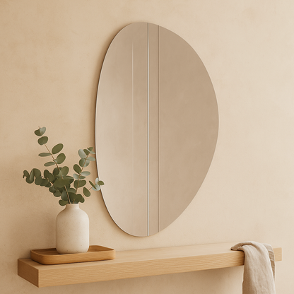 Organik Form Duvar Aynası – Modern Asimetrik Tasarım Banyo Aynası, Dekoratif Büyük Ayna Modeli