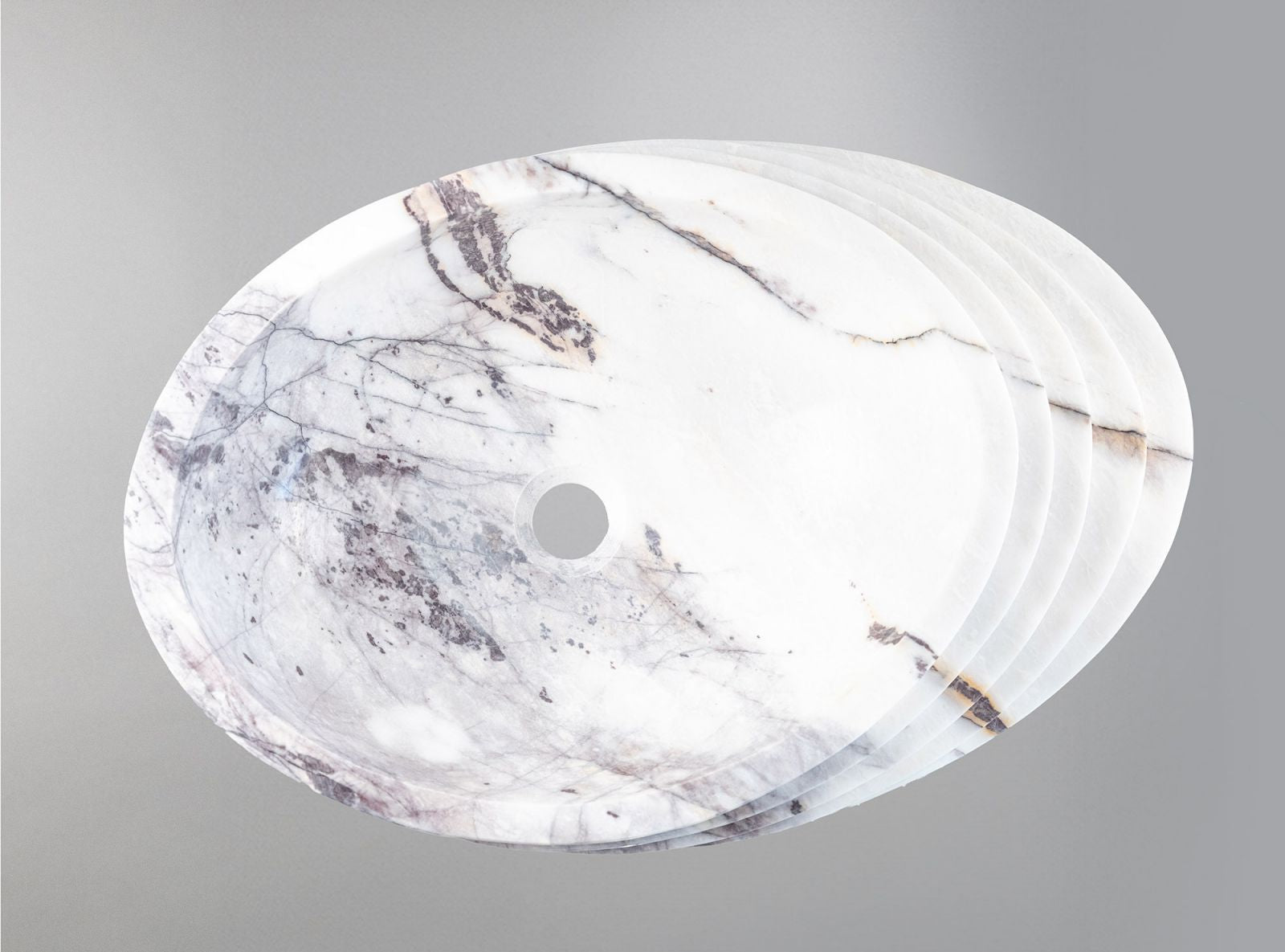 Picasso Marble Lavabo – Doğal Picasso Marble Tezgâh Üstü Banyo Lavabosu (L 60 × W 40 × H 15 cm)