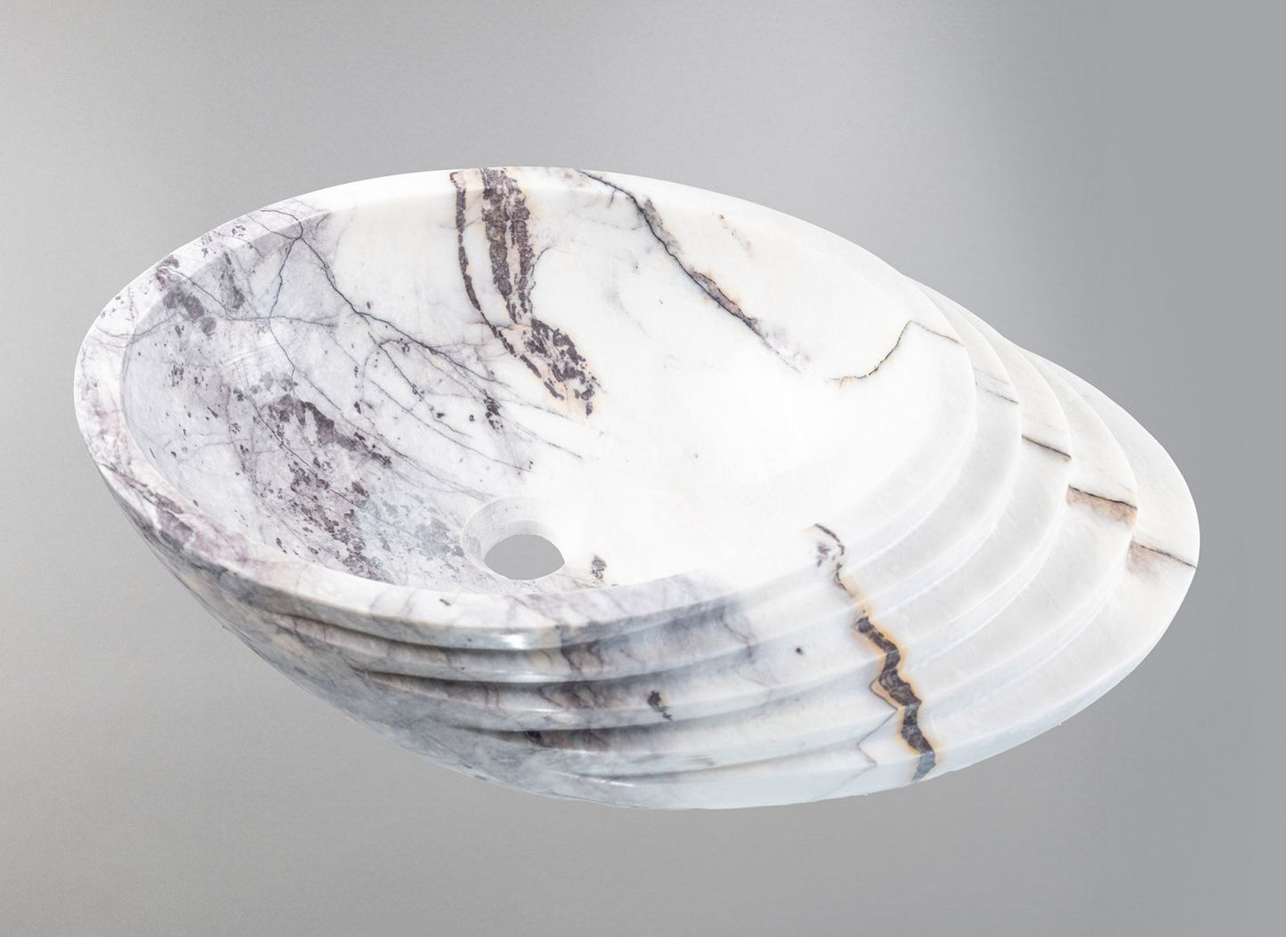 Picasso Marble Lavabo – Doğal Picasso Marble Tezgâh Üstü Banyo Lavabosu (L 60 × W 40 × H 15 cm)