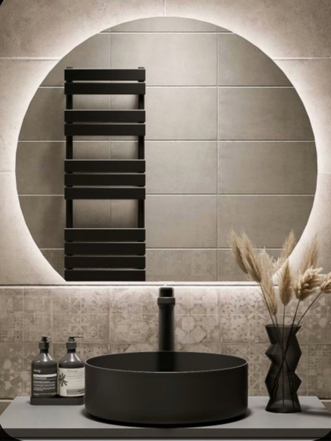 LED Işıklı Yuvarlak Banyo Aynası – Modern Arkadan Aydınlatmalı Ayna, Sıcak Işıklı Dekoratif Lavabo Aynası