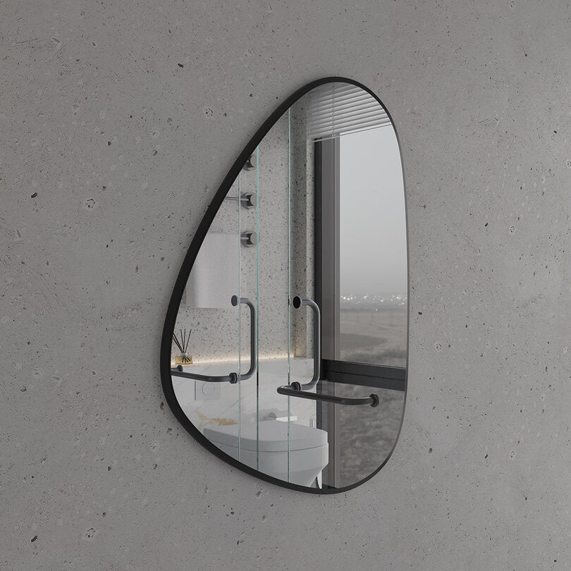 Modern Organik Şekilli Çerçeveli Düzensiz Banyo Aynası – Dekoratif Asimetrik Duvar Aynası