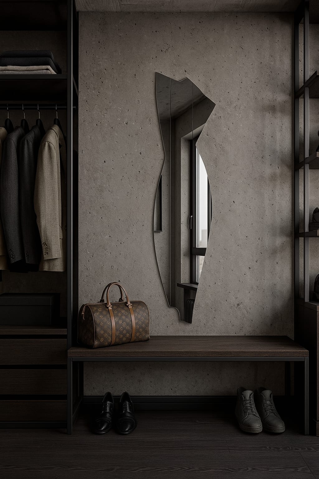 Dekoratif Ayna – Modern Dalgalı Tasarım Duvar Aynası (Trend Tam Boy Ayna)