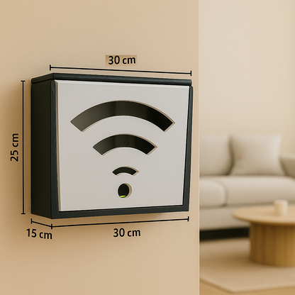 Ahşap WiFi Modem Kutusu – Duvar Tipi Kablo Gizleyici &amp; Router Saklama Kutusu – Dekoratif Modem Koruma Kabini