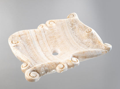 Oniks Mermer Lavabo – Doğal Taş Banyo Lavabosu, Lüks El Oyması Oniks Tezgâh Üstü Lavabo (60×48×14 cm)