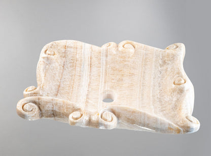 Oniks Mermer Lavabo – Doğal Taş Banyo Lavabosu, Lüks El Oyması Oniks Tezgâh Üstü Lavabo (60×48×14 cm)